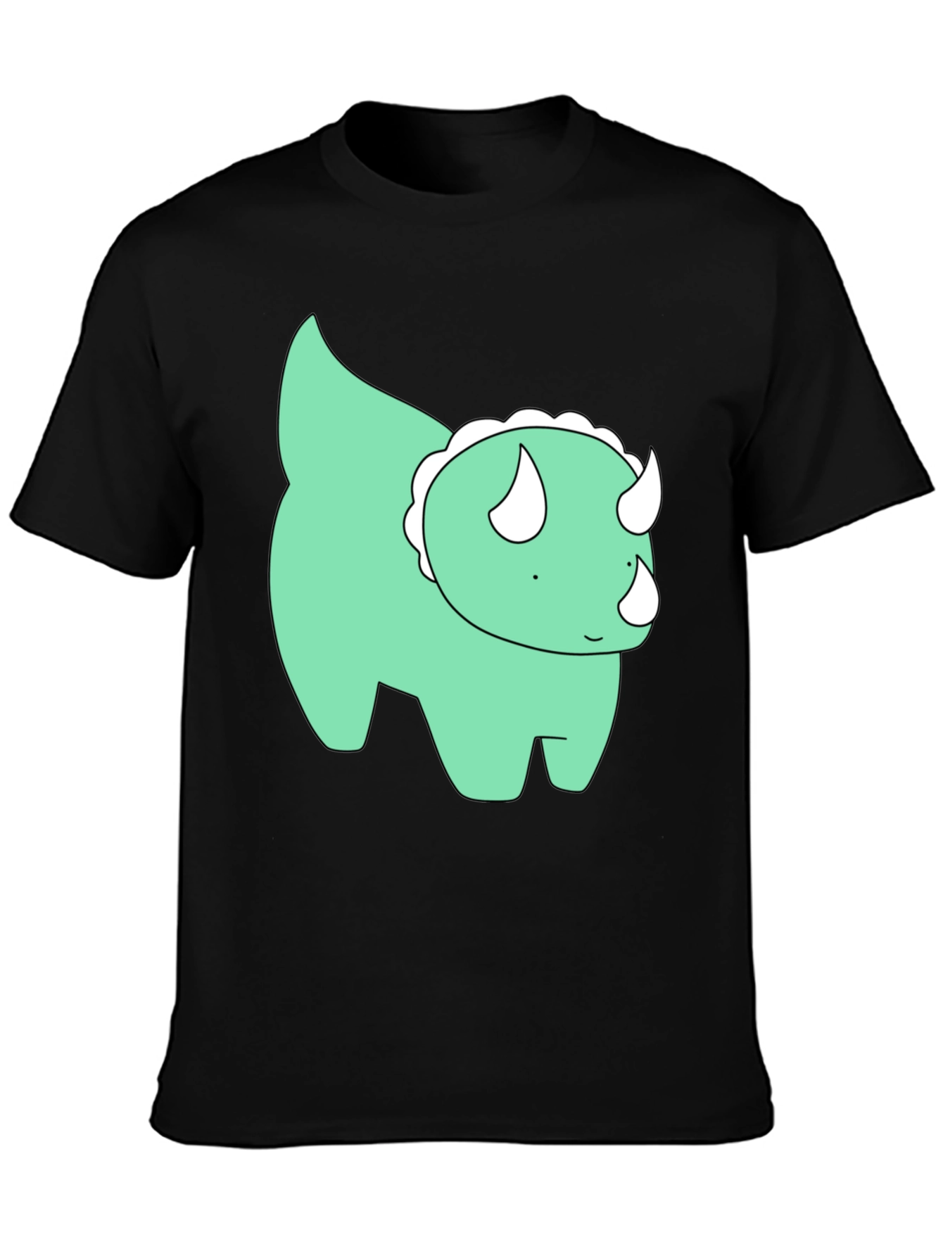 Cute Dino Graphic Tee - Black Cotton T-Shirt