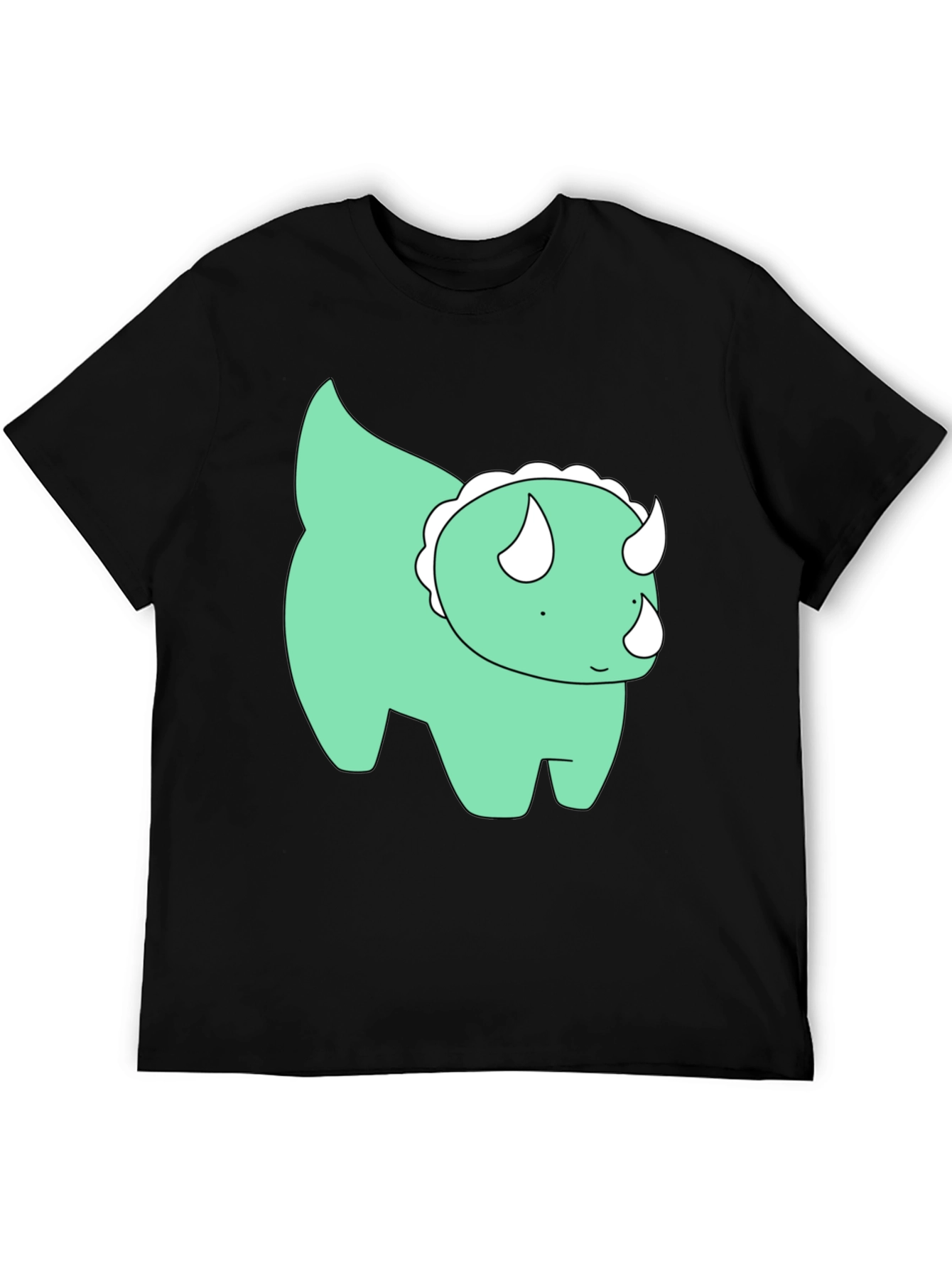 Cute Dino Graphic Tee - Black Cotton T-Shirt