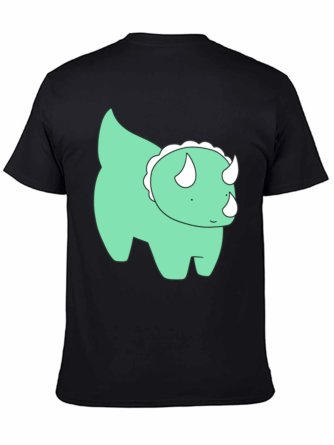 Cute Dino Graphic Tee - Black Cotton T-Shirt