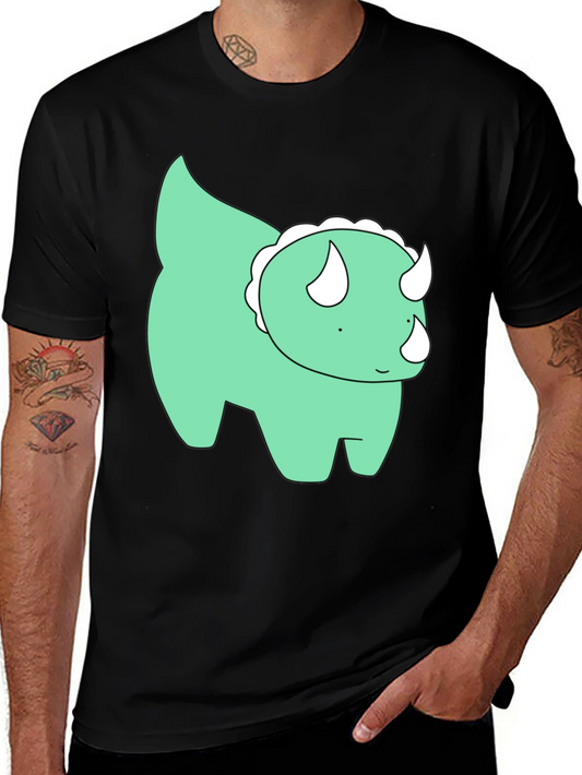 Cute Dino Graphic Tee - Black Cotton T-Shirt