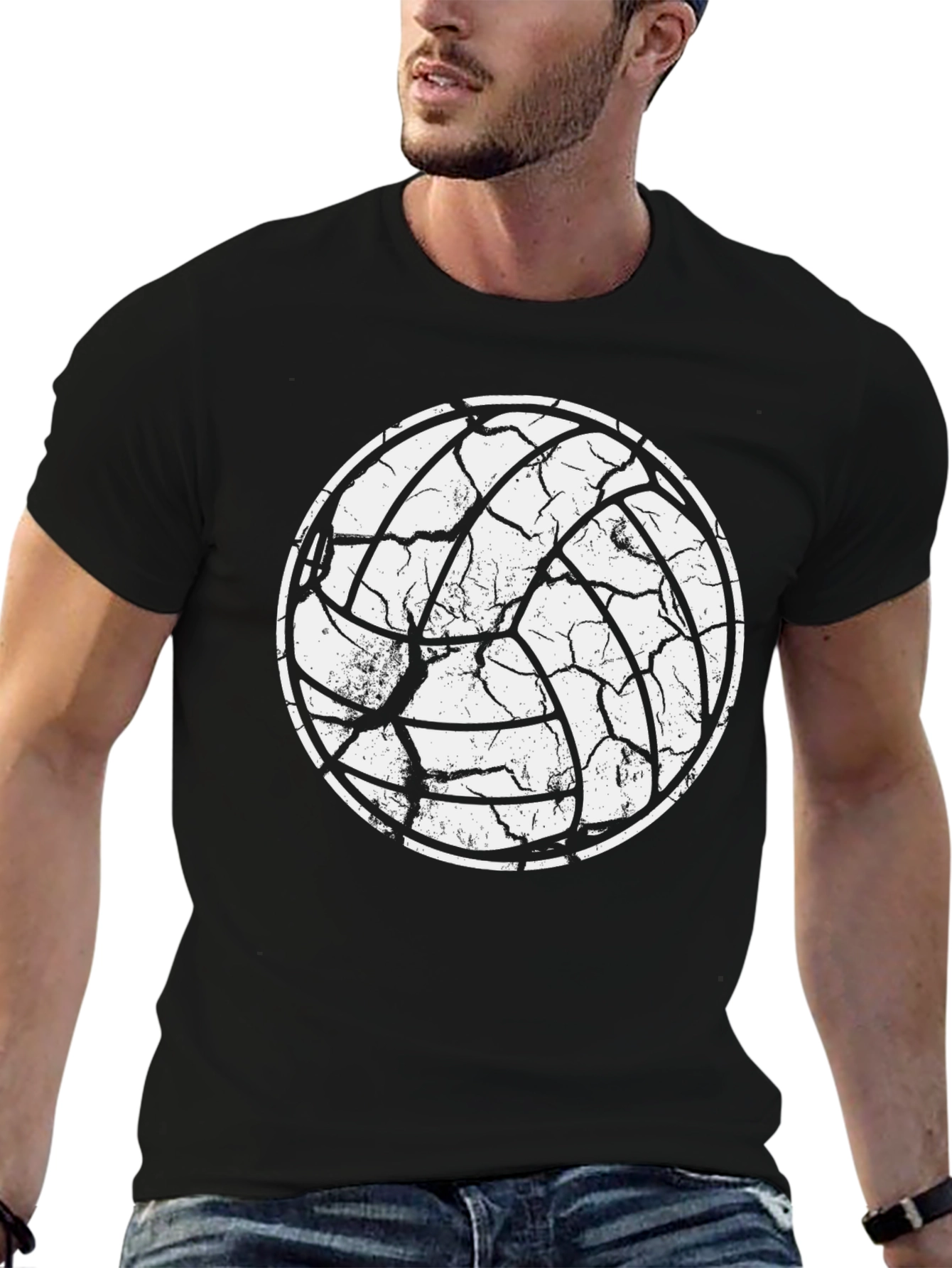 Distressed Volleyball Graphic Tee - Sporty Casual Style