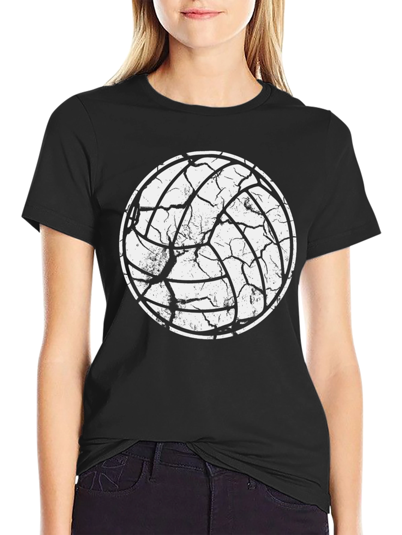 Distressed Volleyball Graphic Tee - Sporty Casual Style