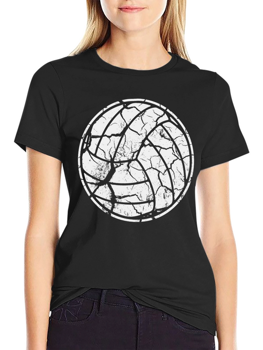 Distressed Volleyball Graphic Tee - Sporty Casual Style