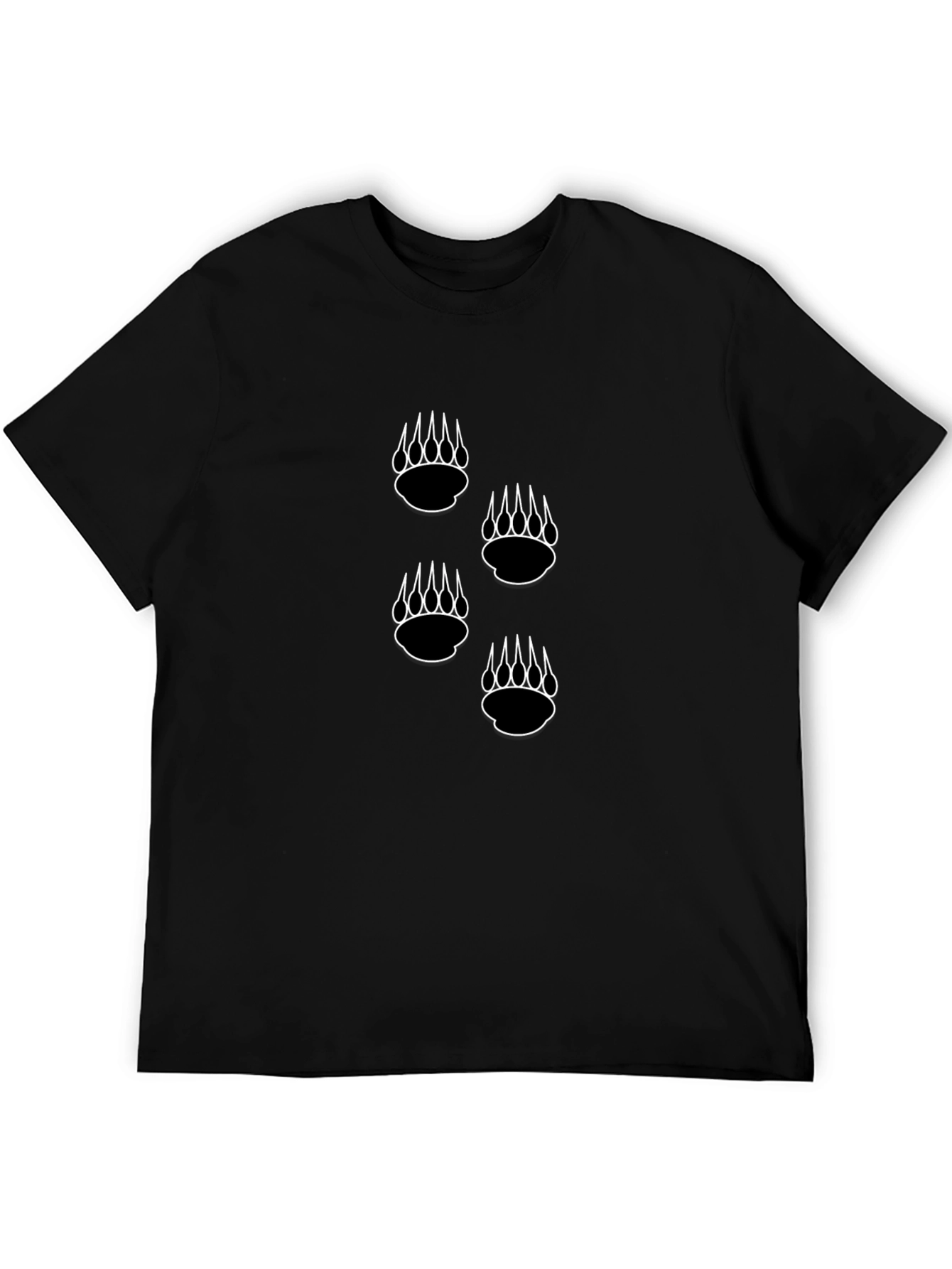 Black Tee with Bear Claw Prints