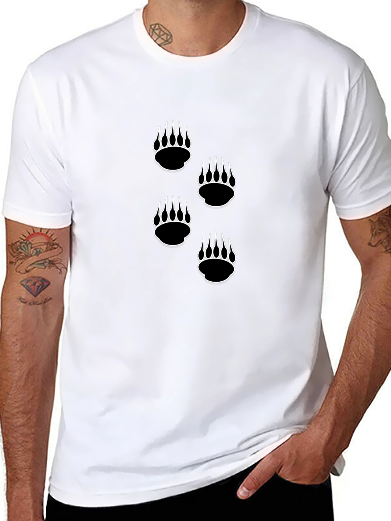 Black Tee with Bear Claw Prints