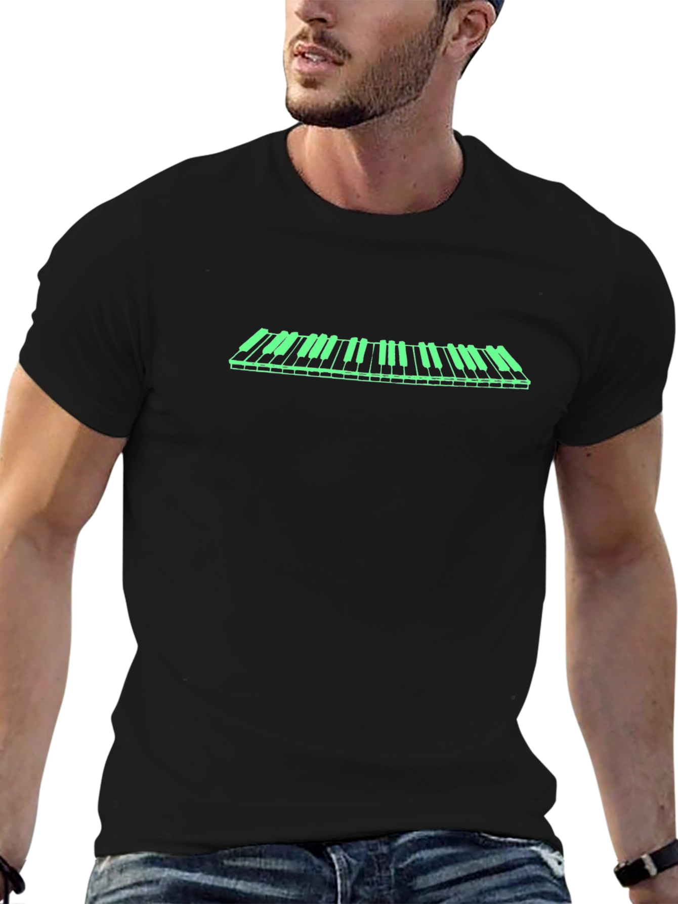 Cool Piano Keys Graphic Tee - Black