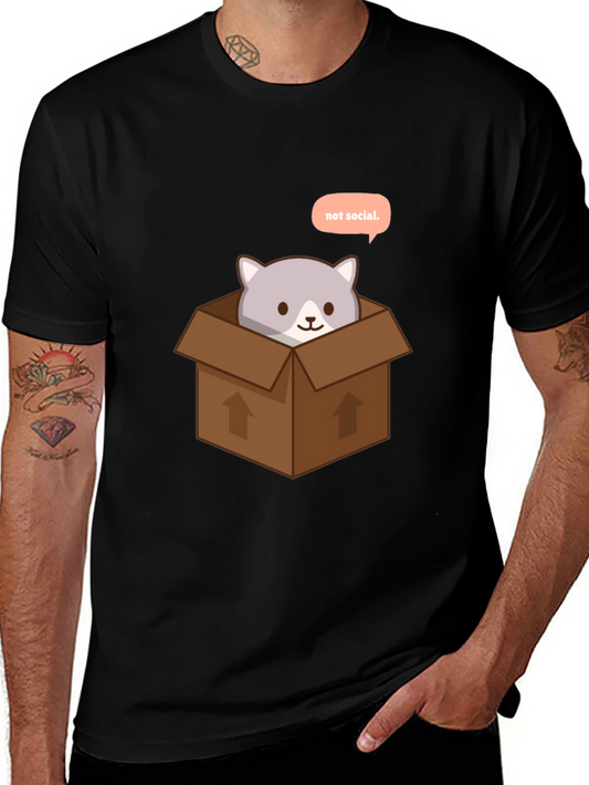 Not Social Cat in Box Graphic Tee