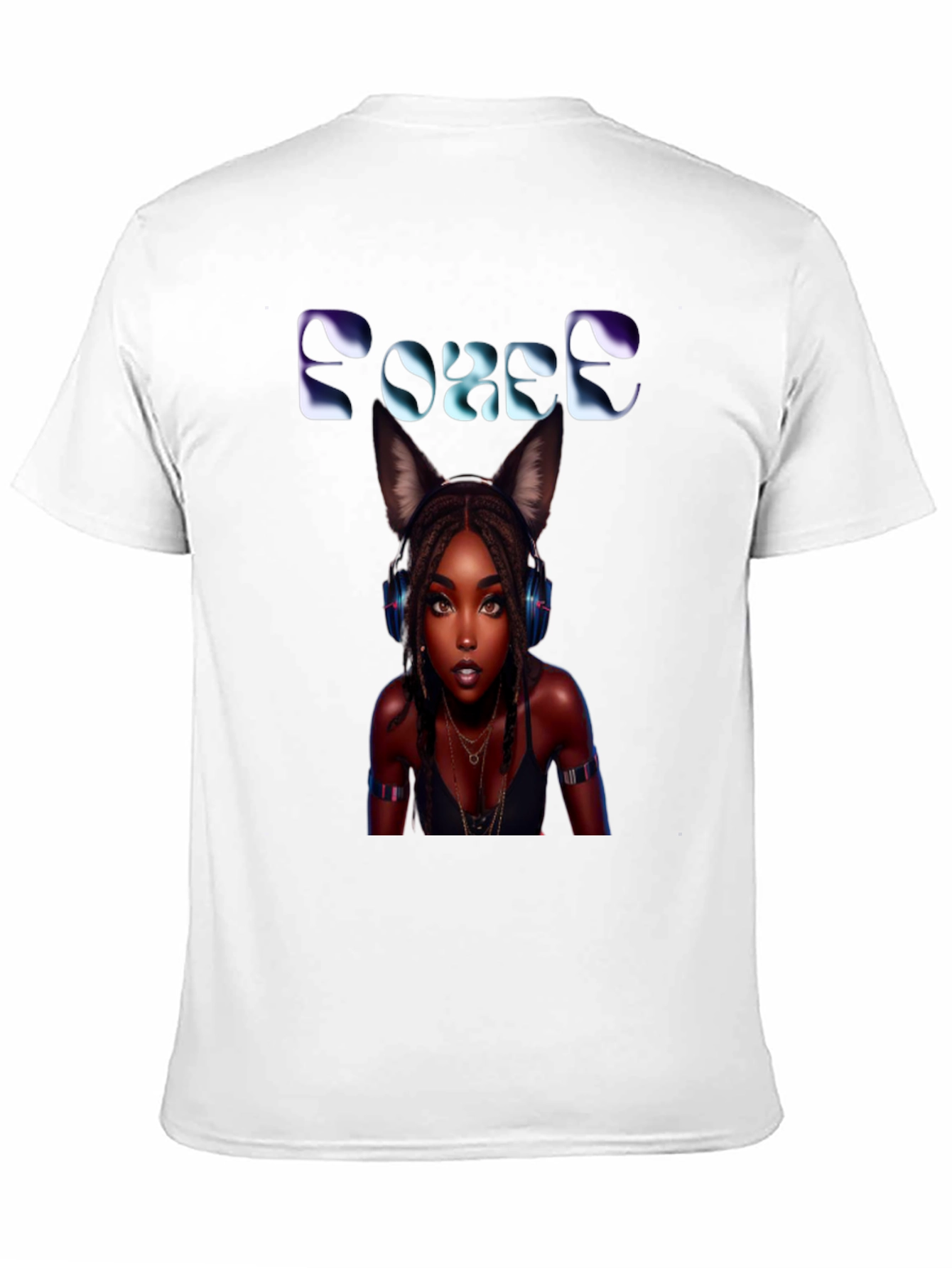 Force Black T-Shirt: Anime Girl with Cat Ears