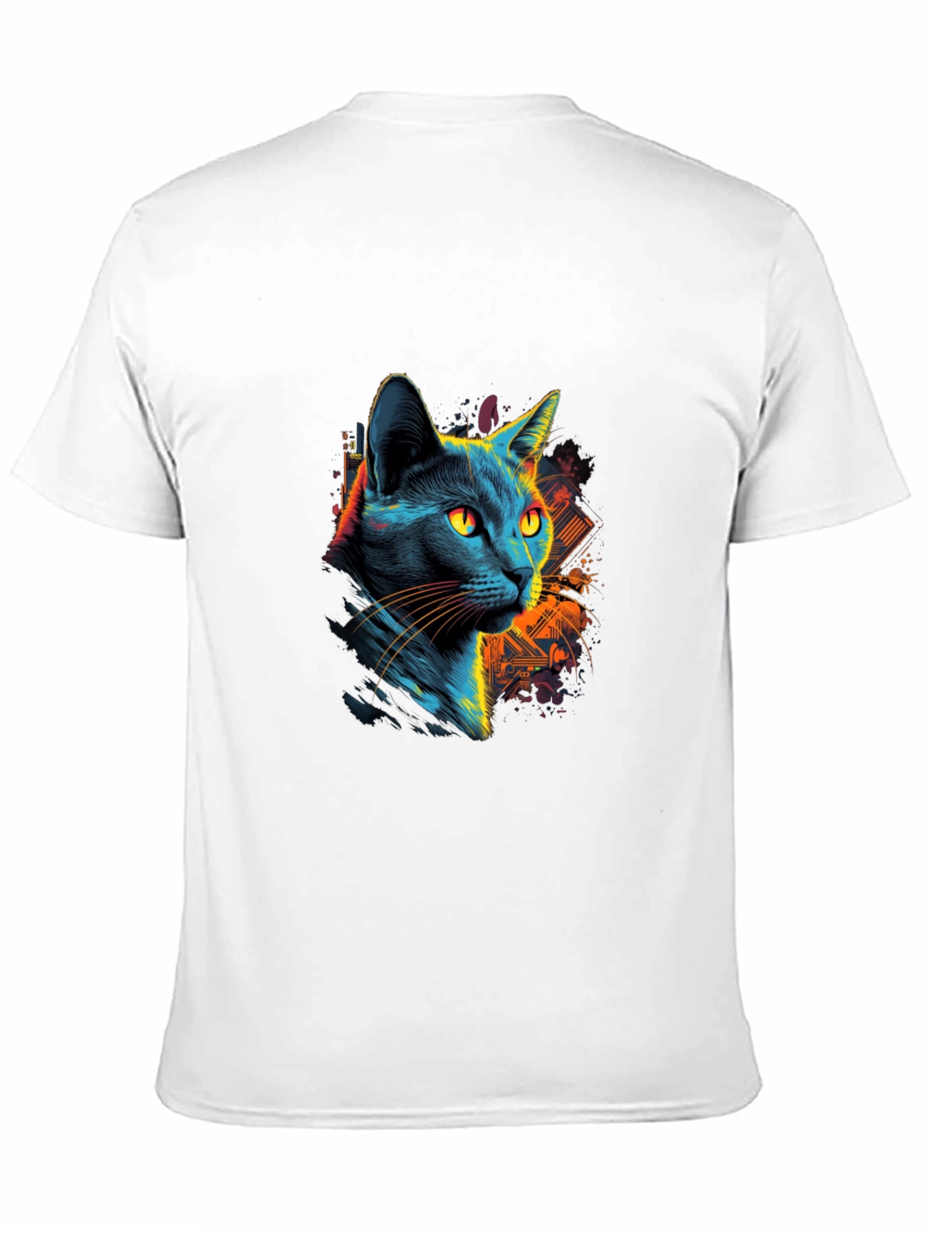 Neon Cat Graphic Black T-Shirt