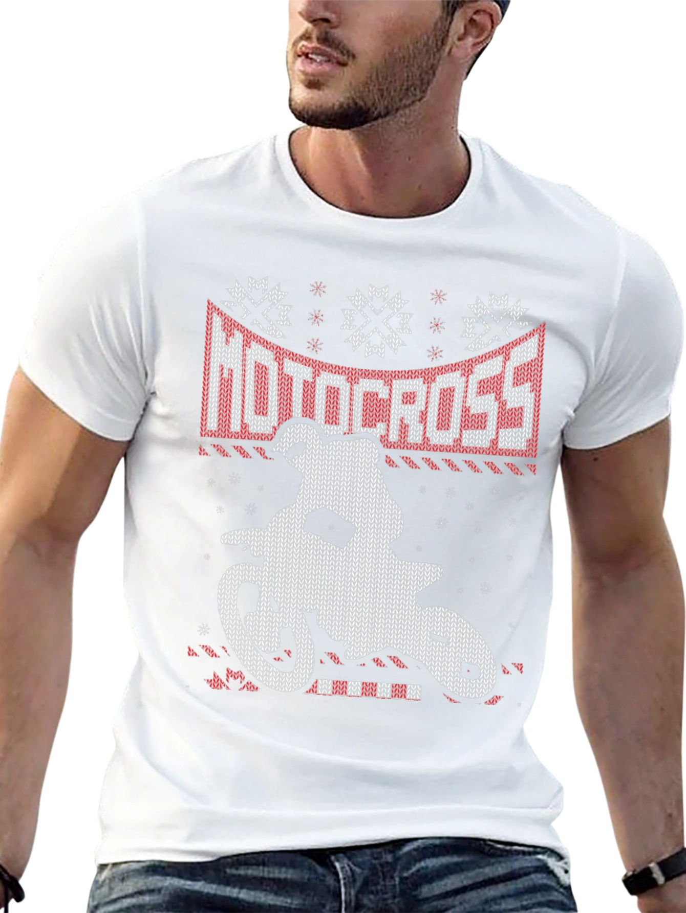 Motocross Ugly Christmas Sweater Style T-Shirt