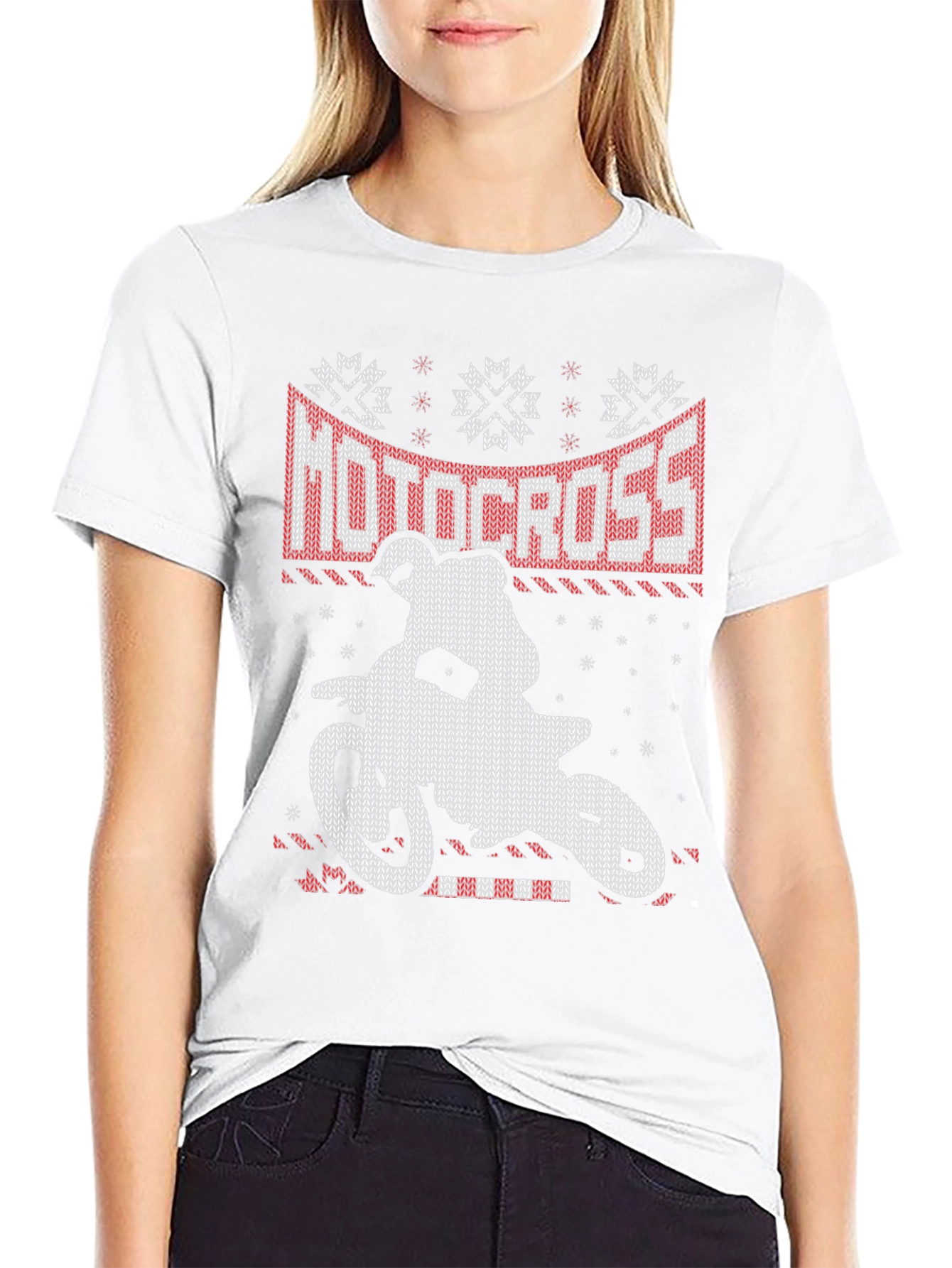Motocross Ugly Christmas Sweater Style T-Shirt