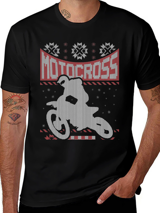 Motocross Ugly Christmas Sweater Style T-Shirt