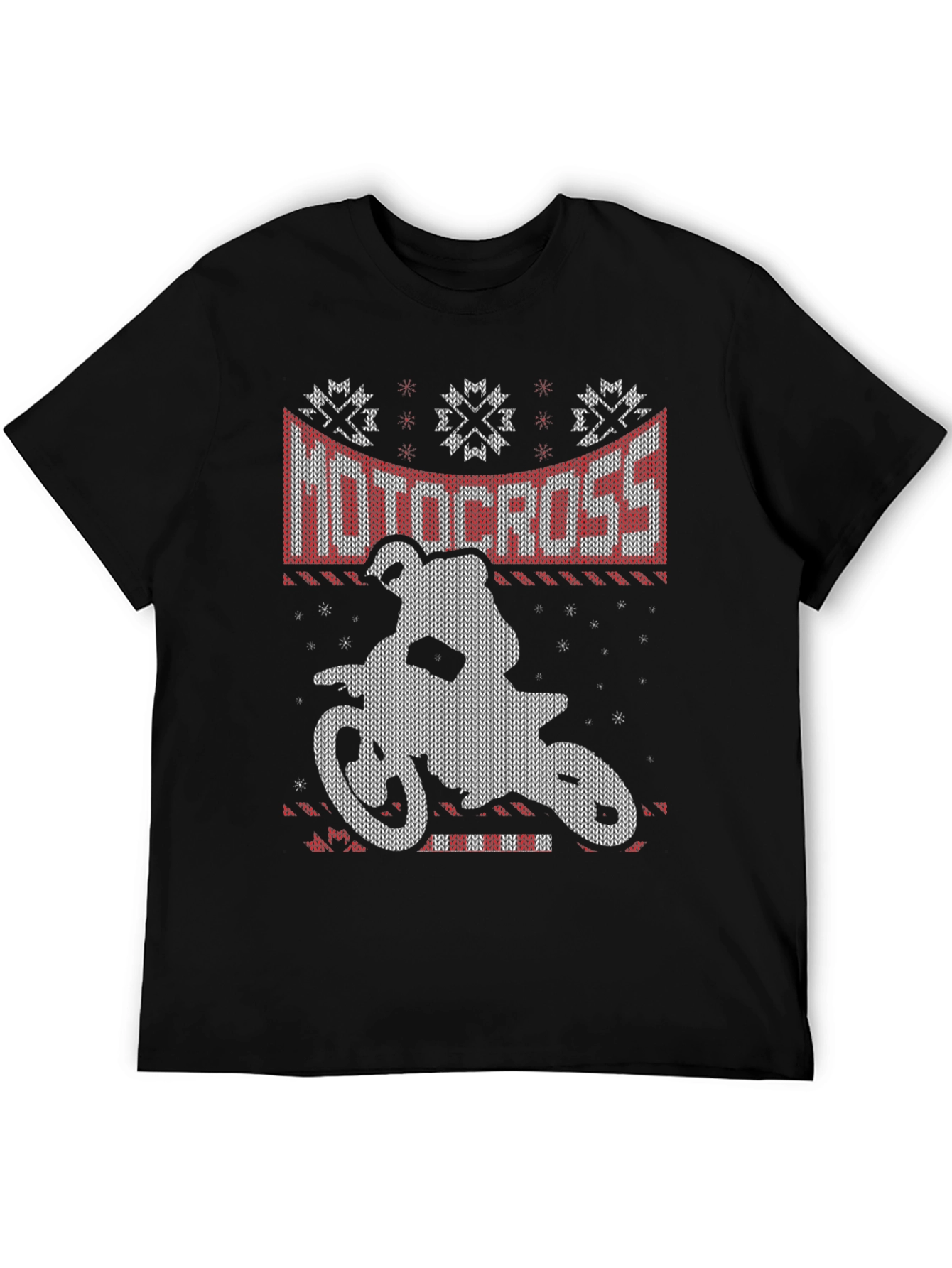 Motocross Ugly Christmas Sweater Style T-Shirt