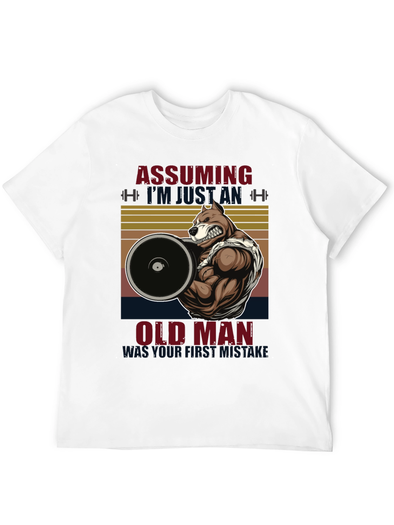 Funny Gym Old Man Pitbull T-Shirt