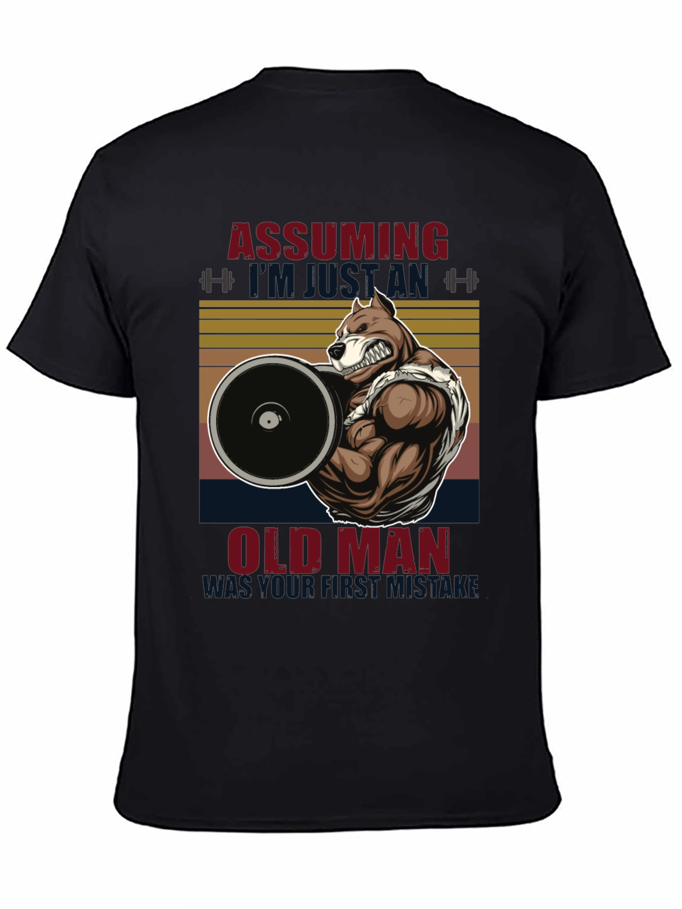 Funny Gym Old Man Pitbull T-Shirt