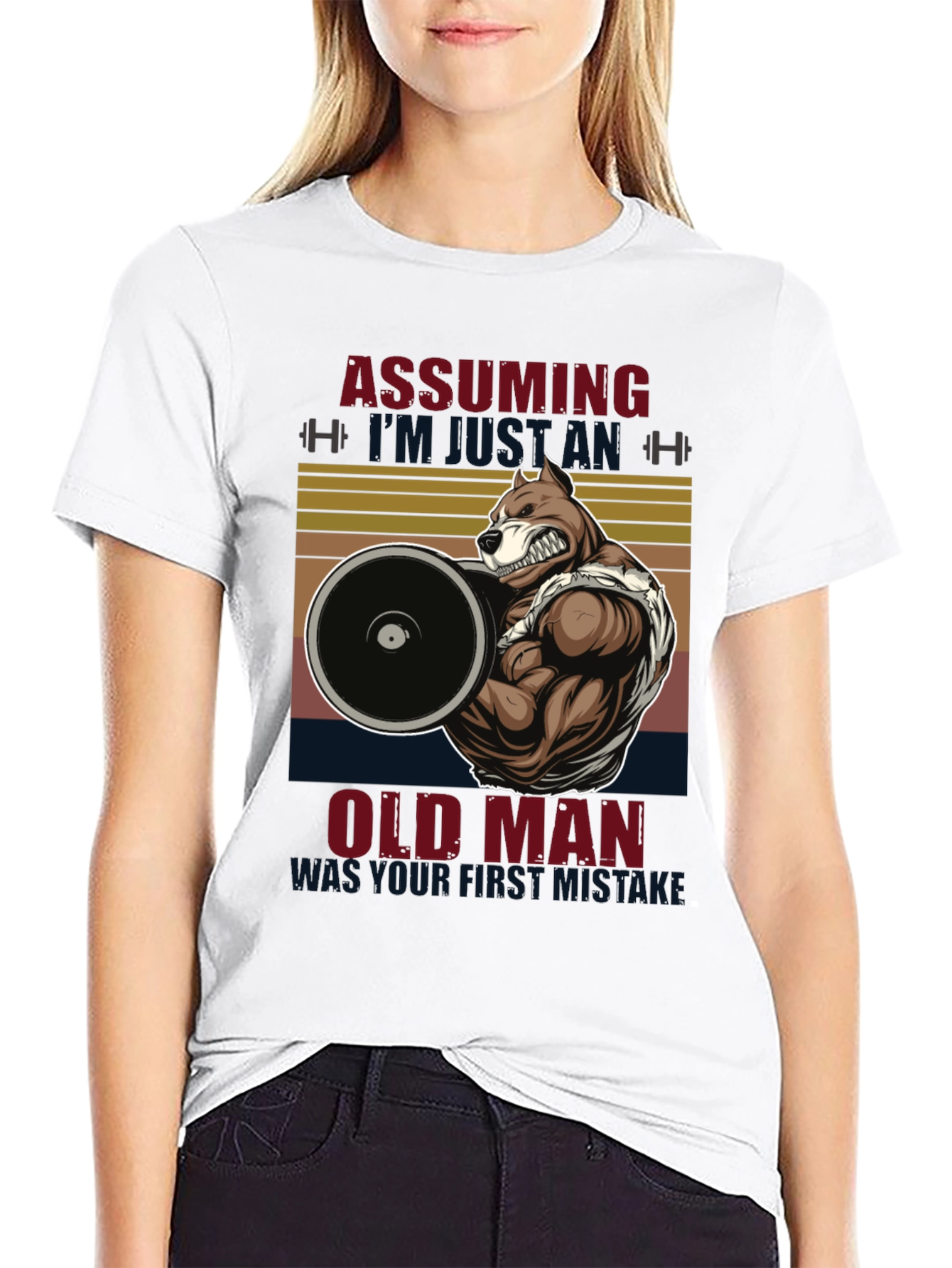 Funny Gym Old Man Pitbull T-Shirt