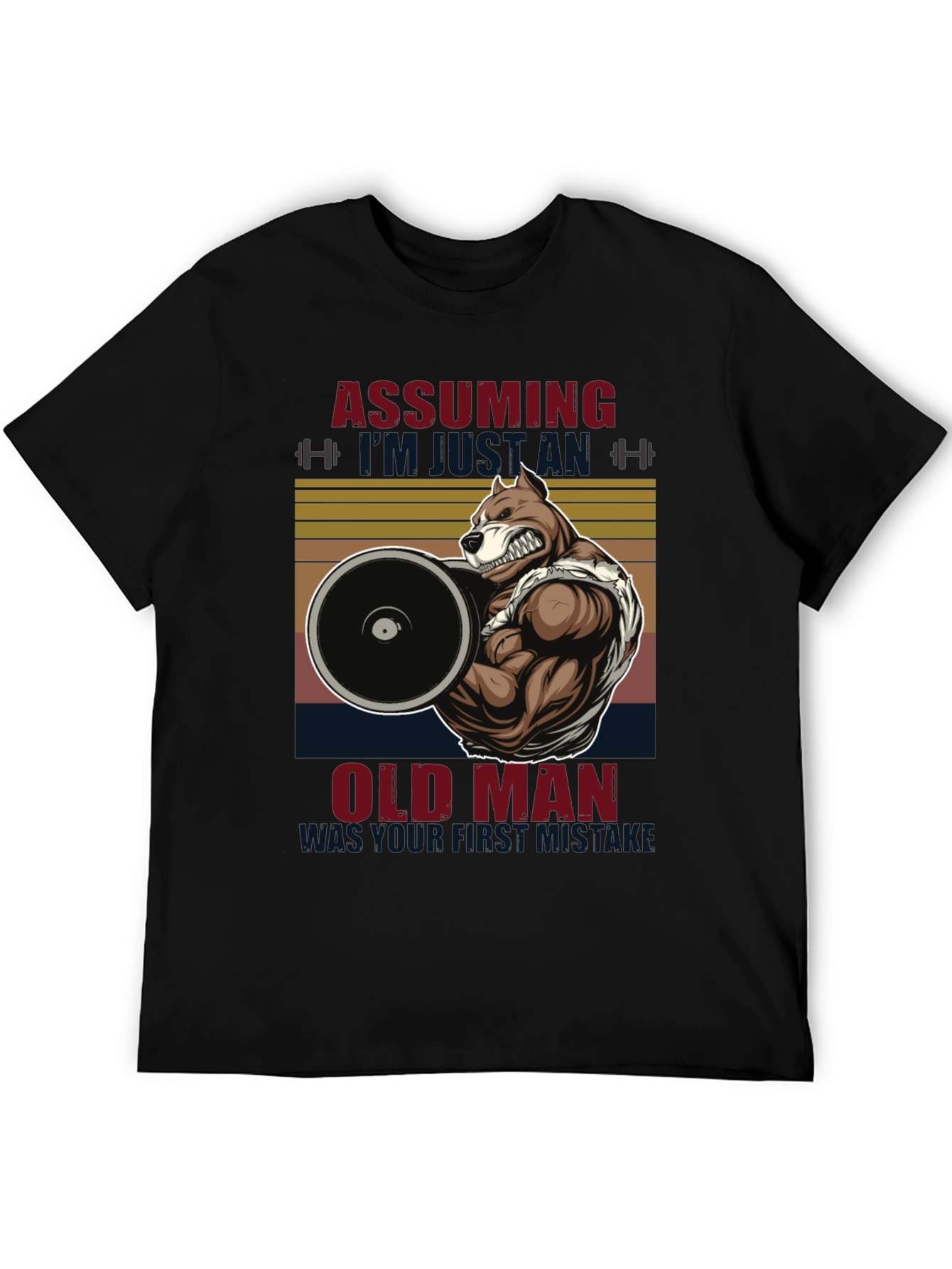 Funny Gym Old Man Pitbull T-Shirt