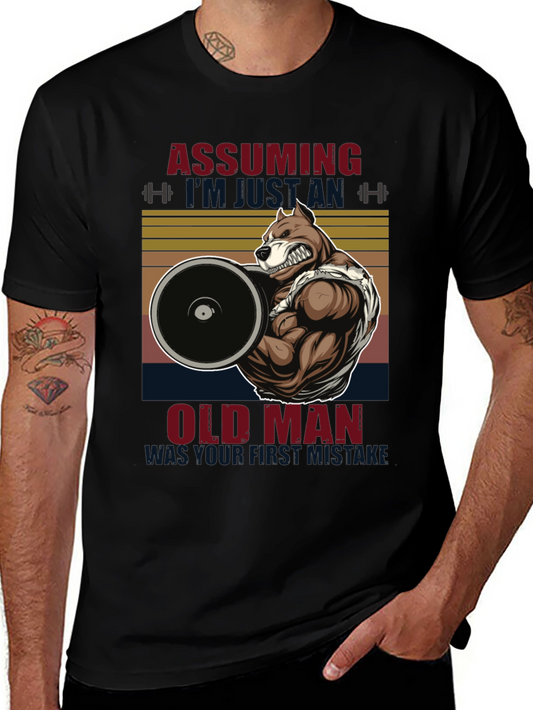 Funny Gym Old Man Pitbull T-Shirt