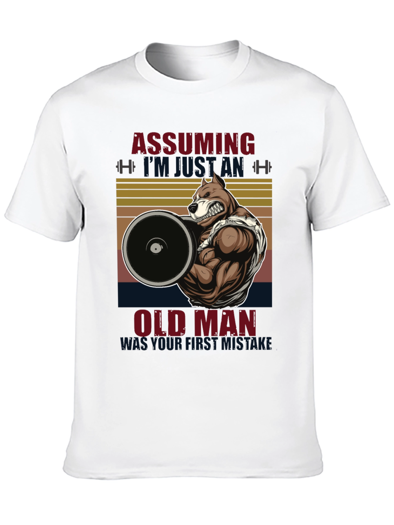 Funny Gym Old Man Pitbull T-Shirt