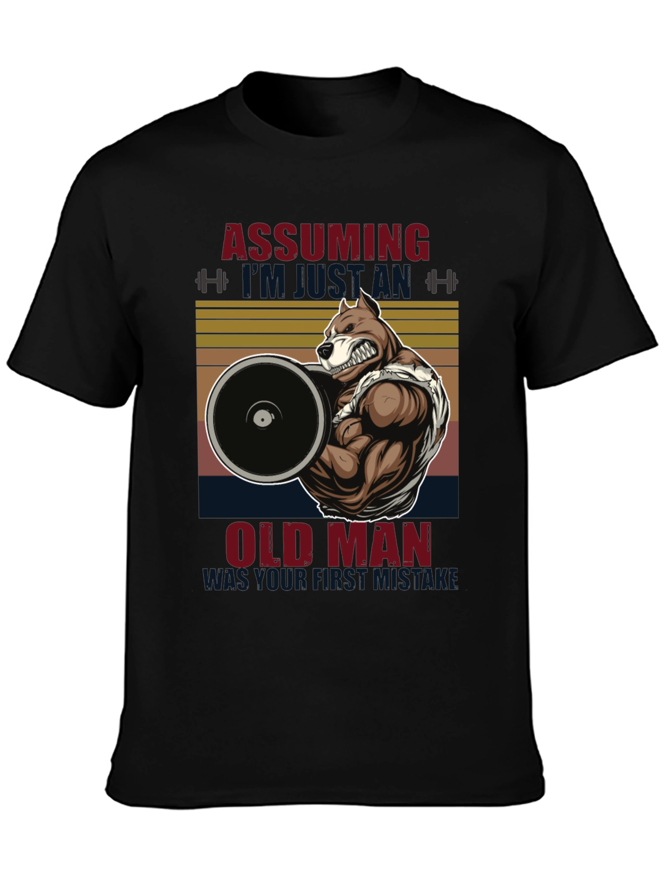 Funny Gym Old Man Pitbull T-Shirt