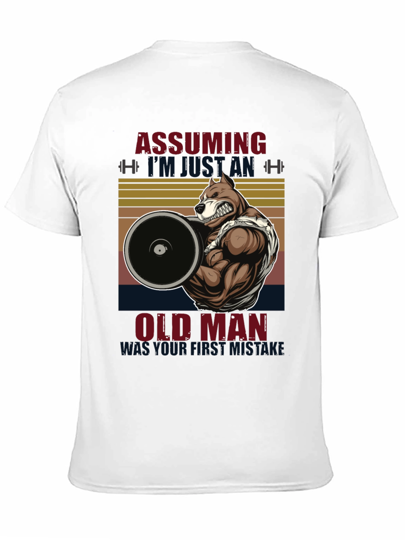 Funny Gym Old Man Pitbull T-Shirt