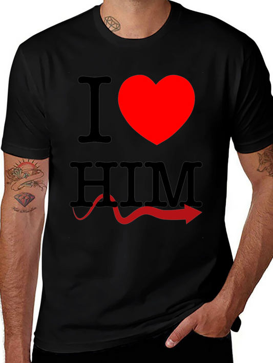 I Heart Him Graphic Tee - Black T-Shirt with Red Design