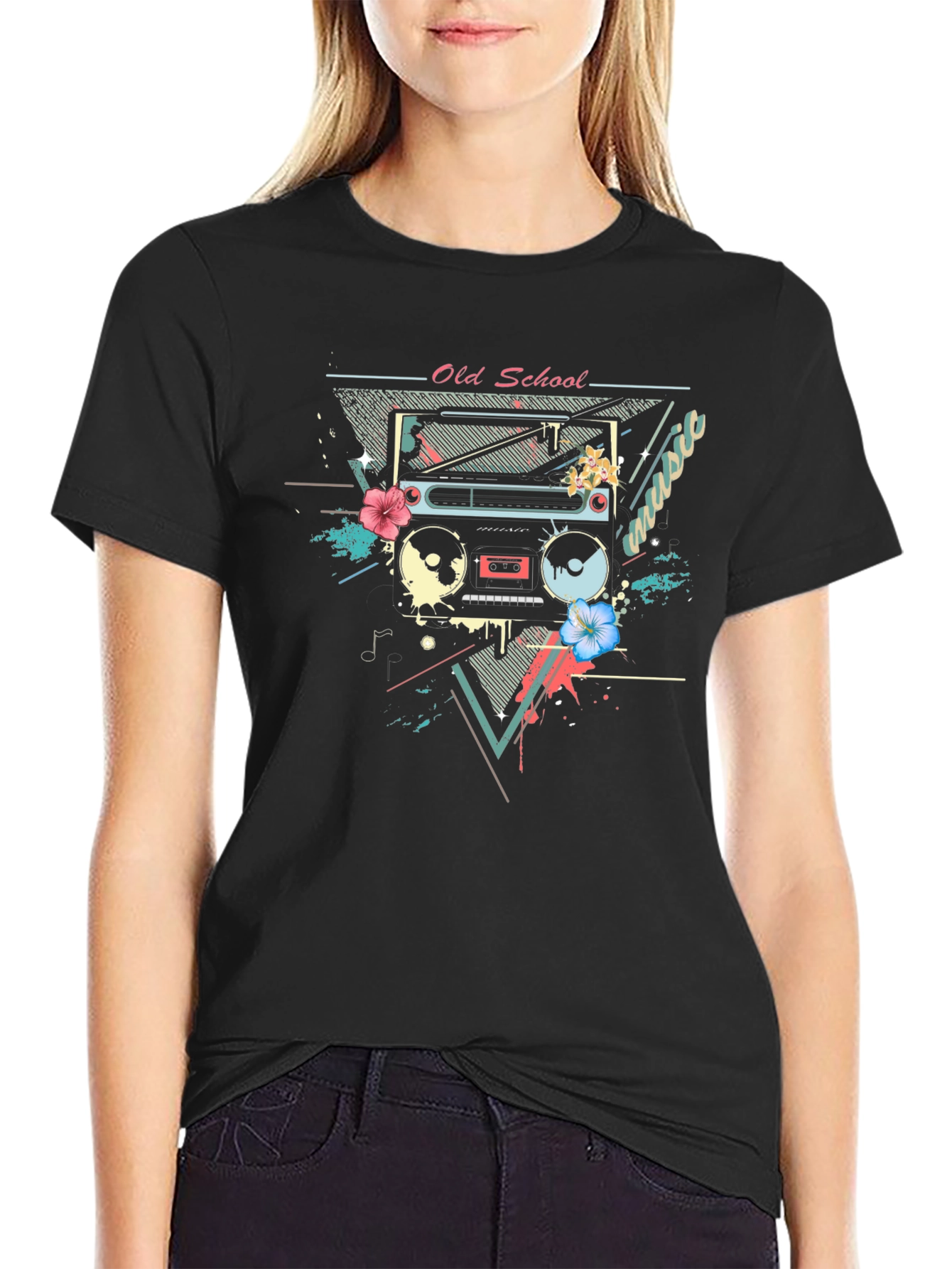 Retro Boombox Graphic T-Shirt - Old School Music Tee