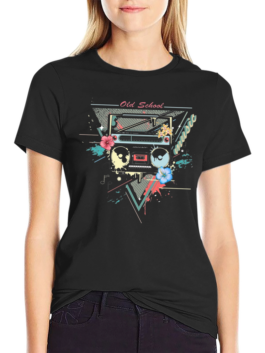 Retro Boombox Graphic T-Shirt - Old School Music Tee