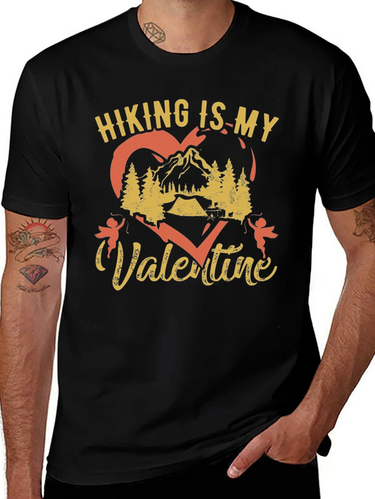 Hiking Is My Valentine Black Graphic Tee