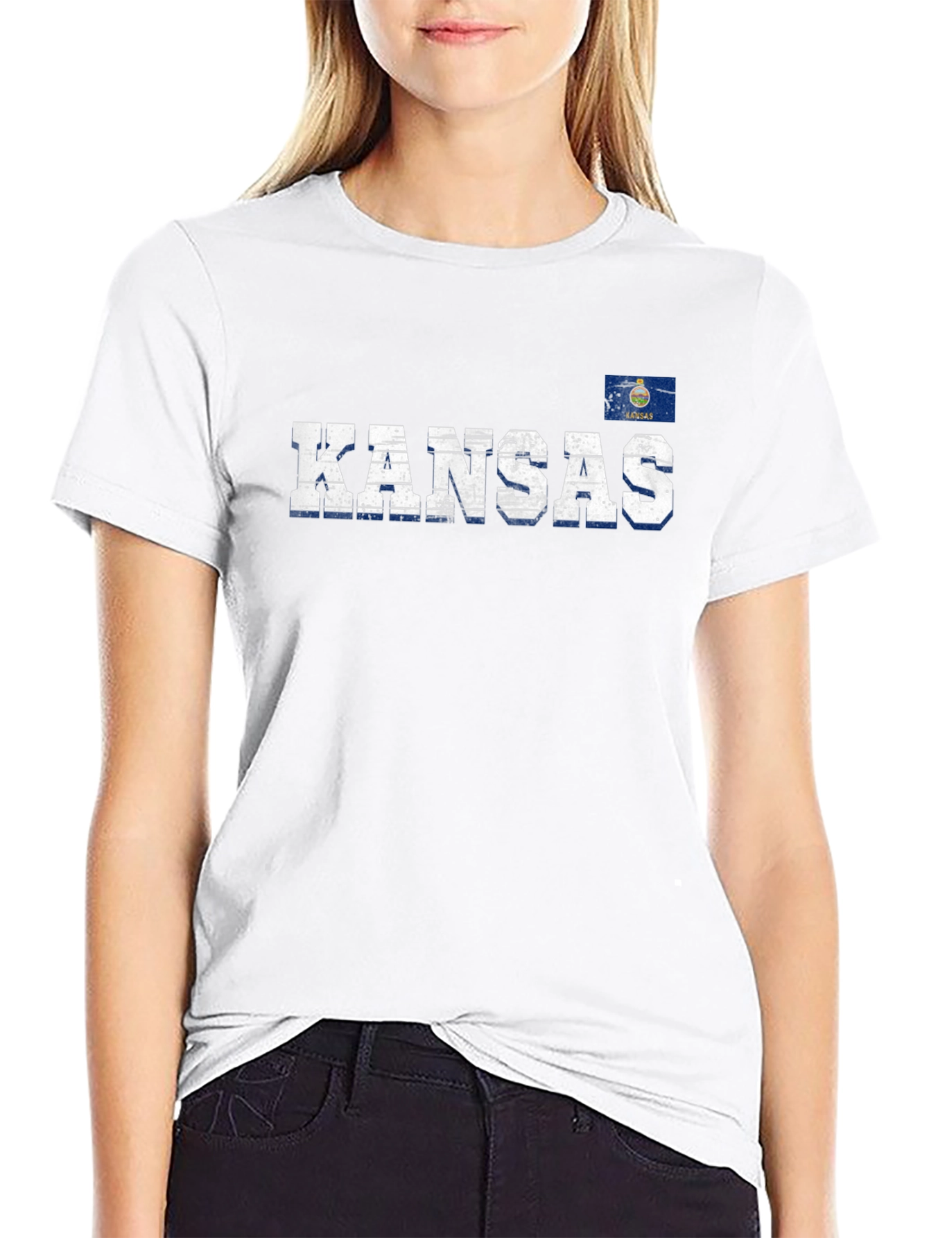 Kansas State Flag Black T-Shirt