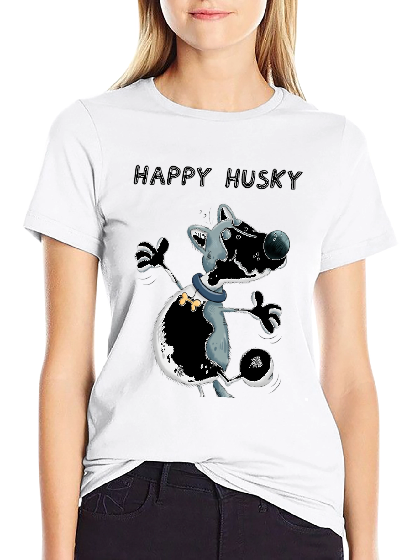 Happy Husky T-Shirt - Mens Graphic Tee