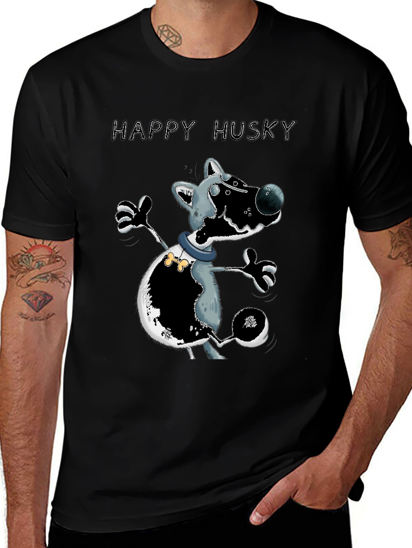 Happy Husky T-Shirt - Mens Graphic Tee