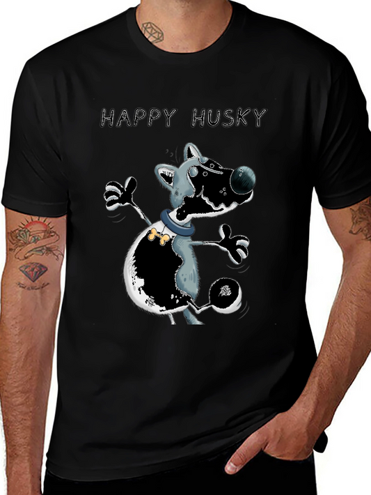 Happy Husky T-Shirt - Mens Graphic Tee