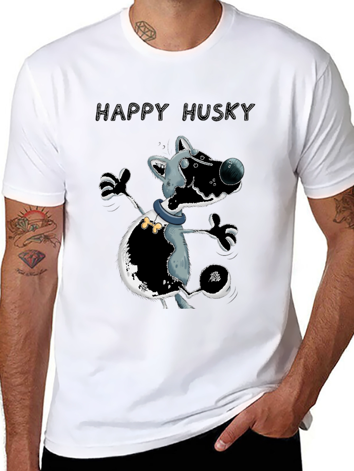 Happy Husky T-Shirt - Mens Graphic Tee