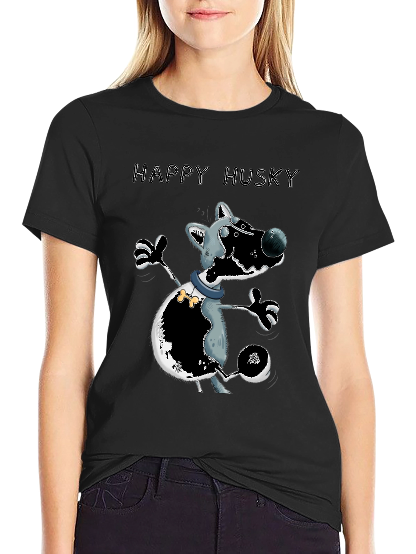Happy Husky T-Shirt - Mens Graphic Tee