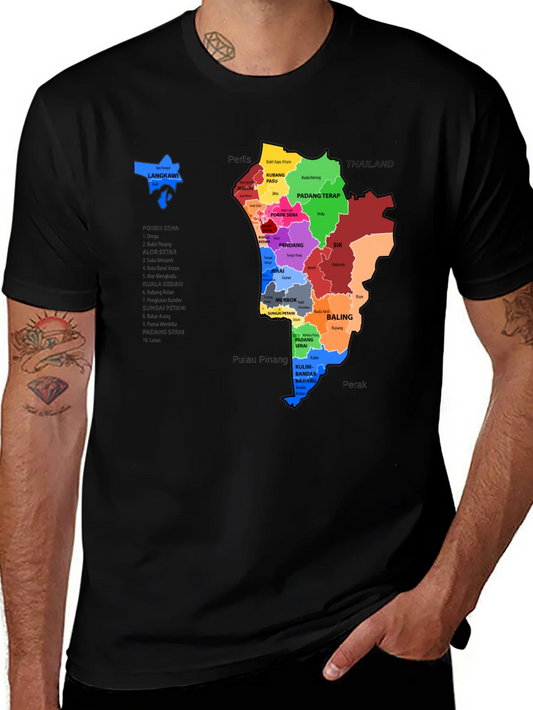 Malaysia Map T-Shirt - Kedah State Districts