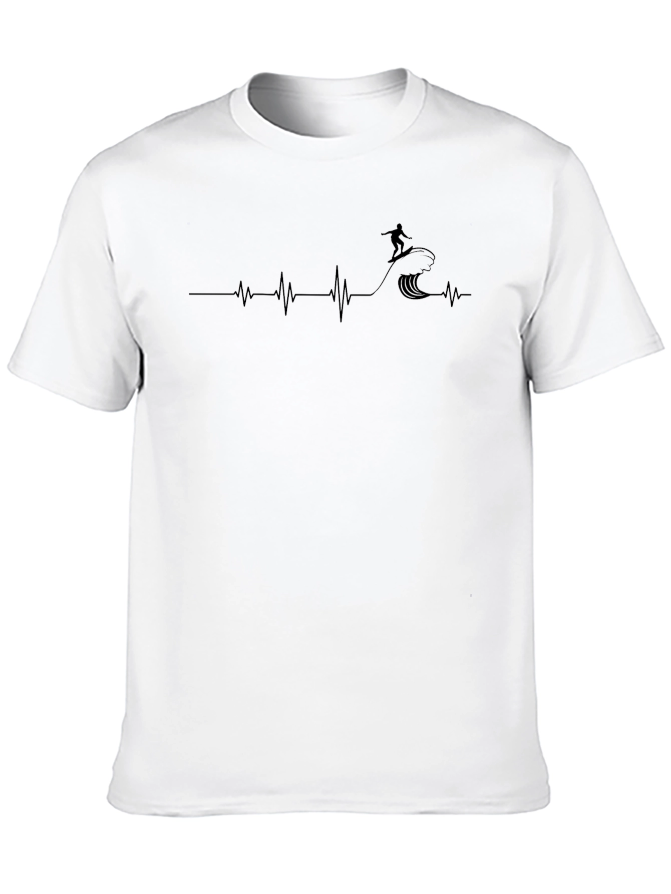 Surfing Heartbeat Graphic Tee - Black Casual Shirt