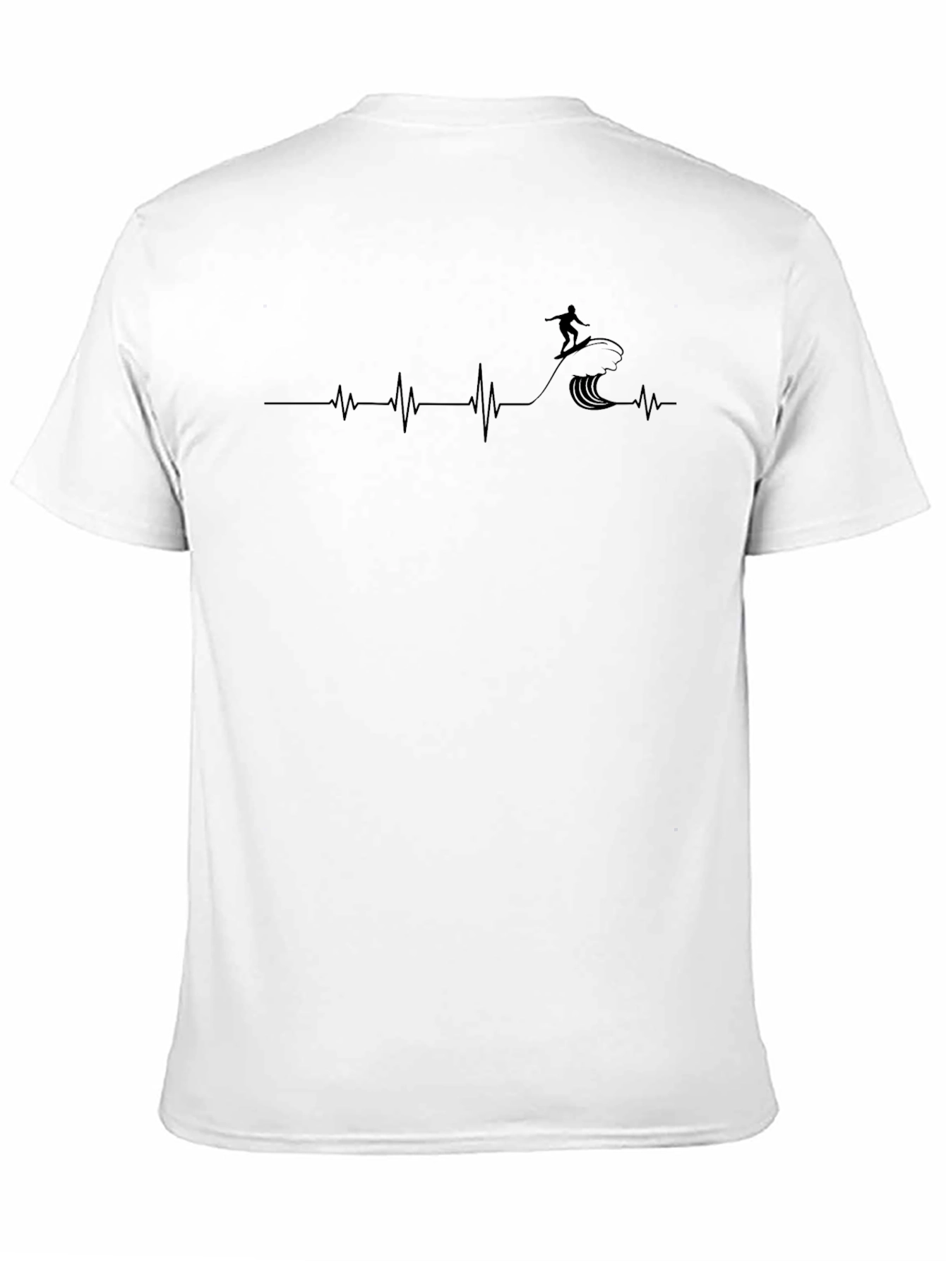 Surfing Heartbeat Graphic Tee - Black Casual Shirt