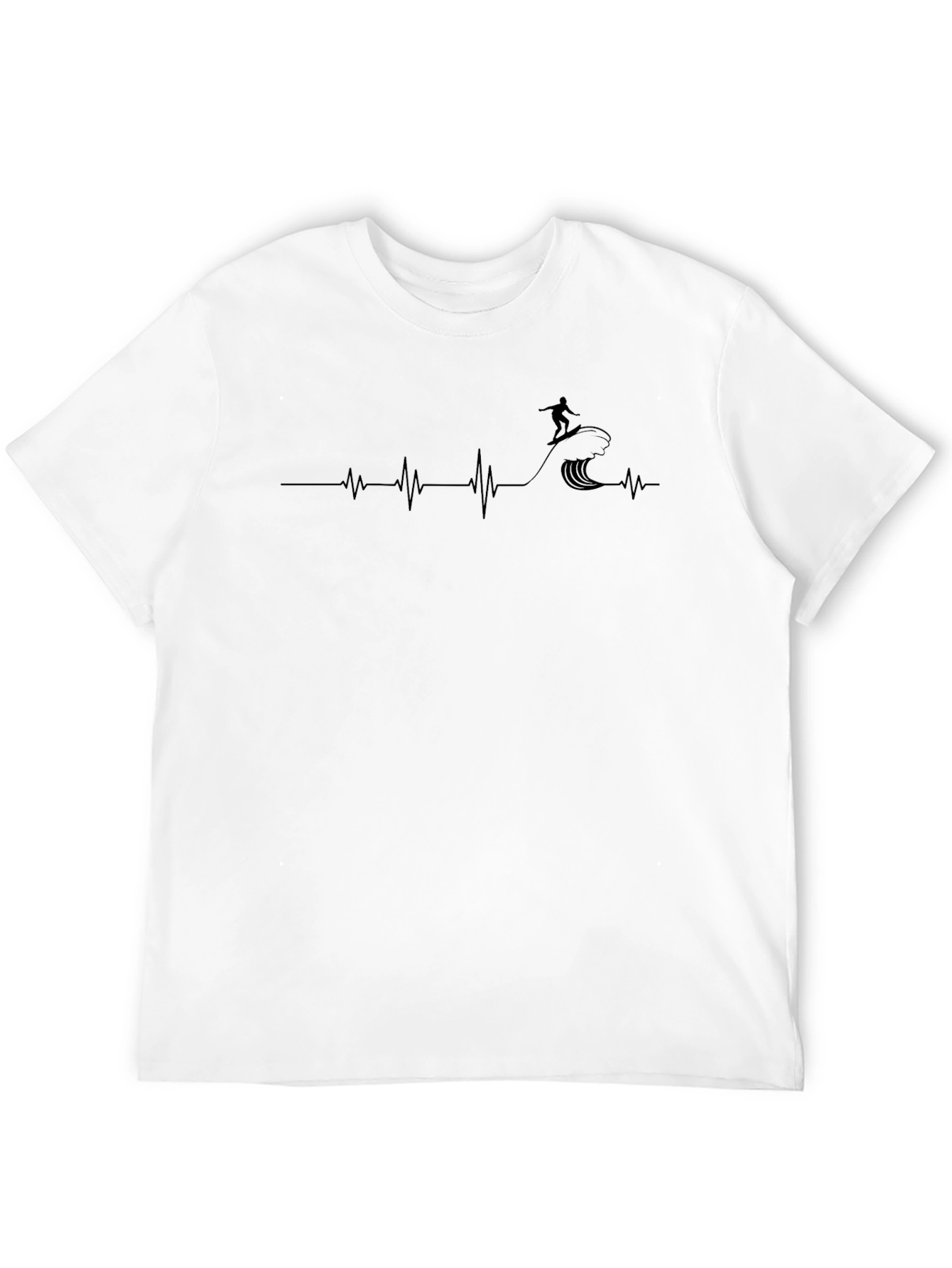 Surfing Heartbeat Graphic Tee - Black Casual Shirt