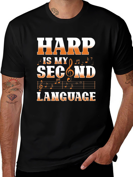 Harp is My Second Language Black T-Shirt