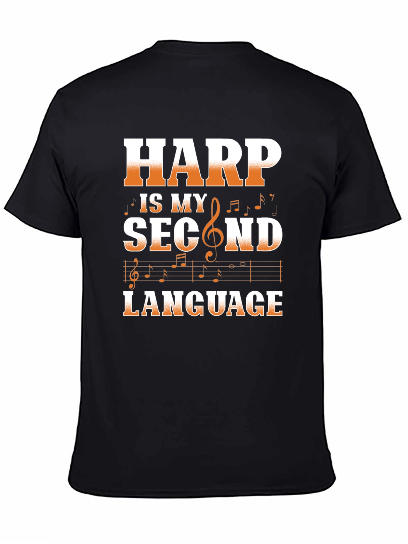 Harp is My Second Language Black T-Shirt