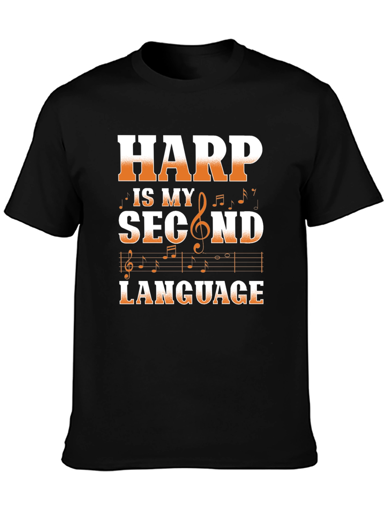 Harp is My Second Language Black T-Shirt