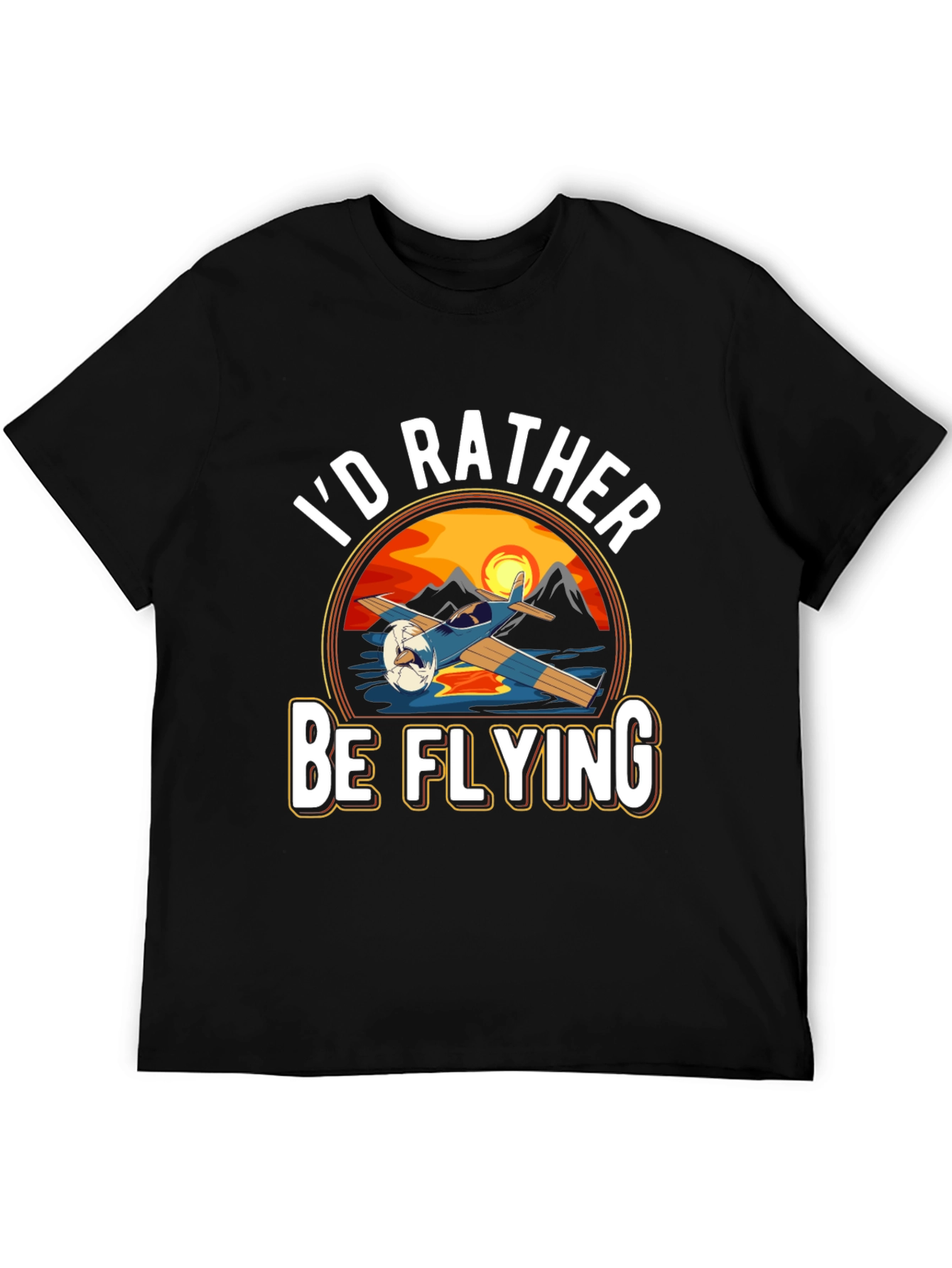 Id Rather Be Flying Black T-Shirt