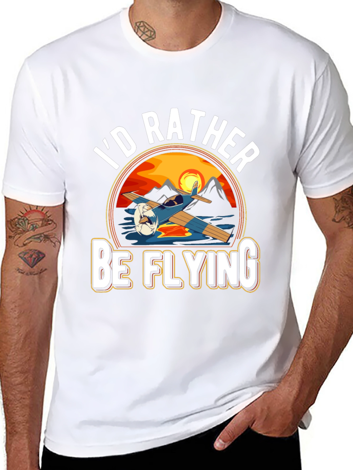 Id Rather Be Flying Black T-Shirt