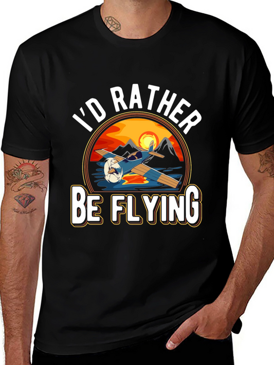 Id Rather Be Flying Black T-Shirt