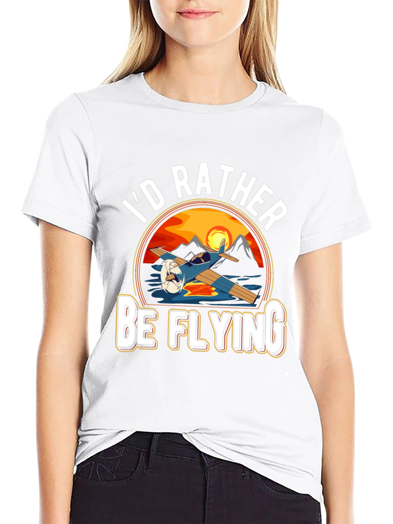 Id Rather Be Flying Black T-Shirt