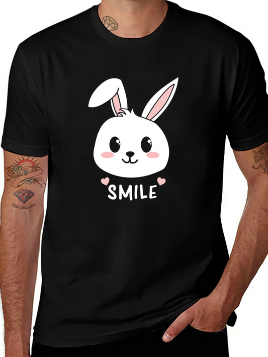 Cute Bunny Smile T-Shirt - Mens Black Graphic Tee