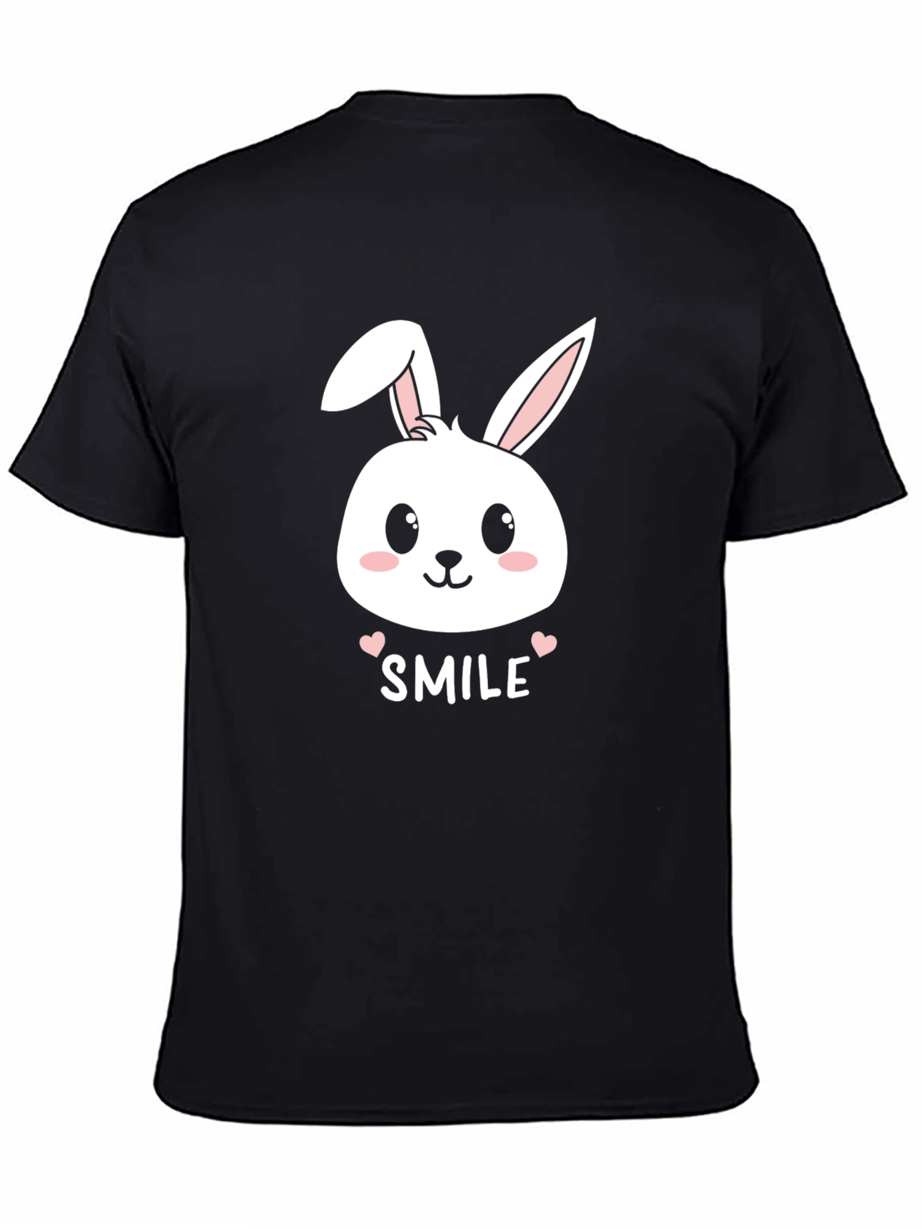 Cute Bunny Smile T-Shirt - Mens Black Graphic Tee