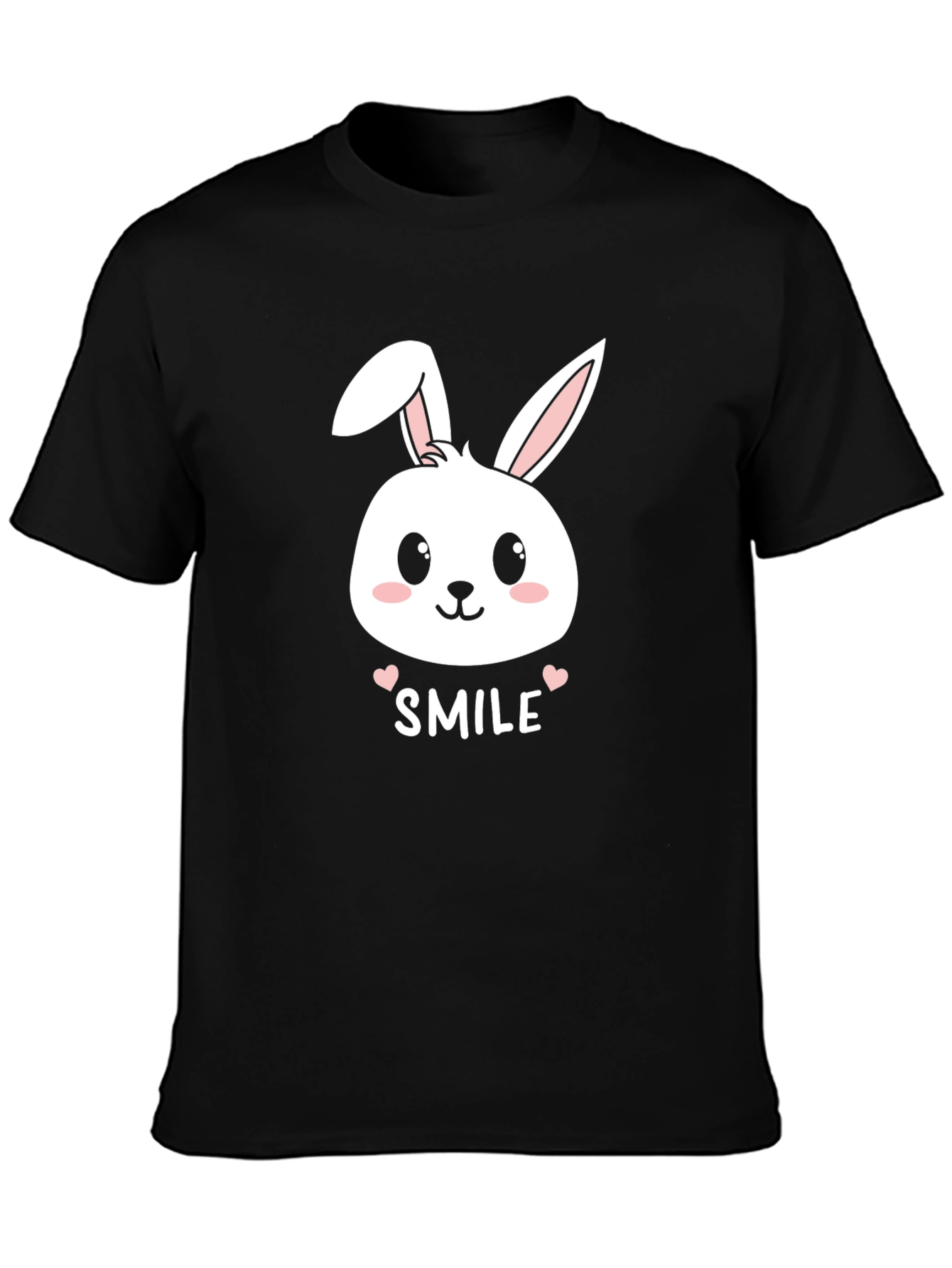Cute Bunny Smile T-Shirt - Mens Black Graphic Tee
