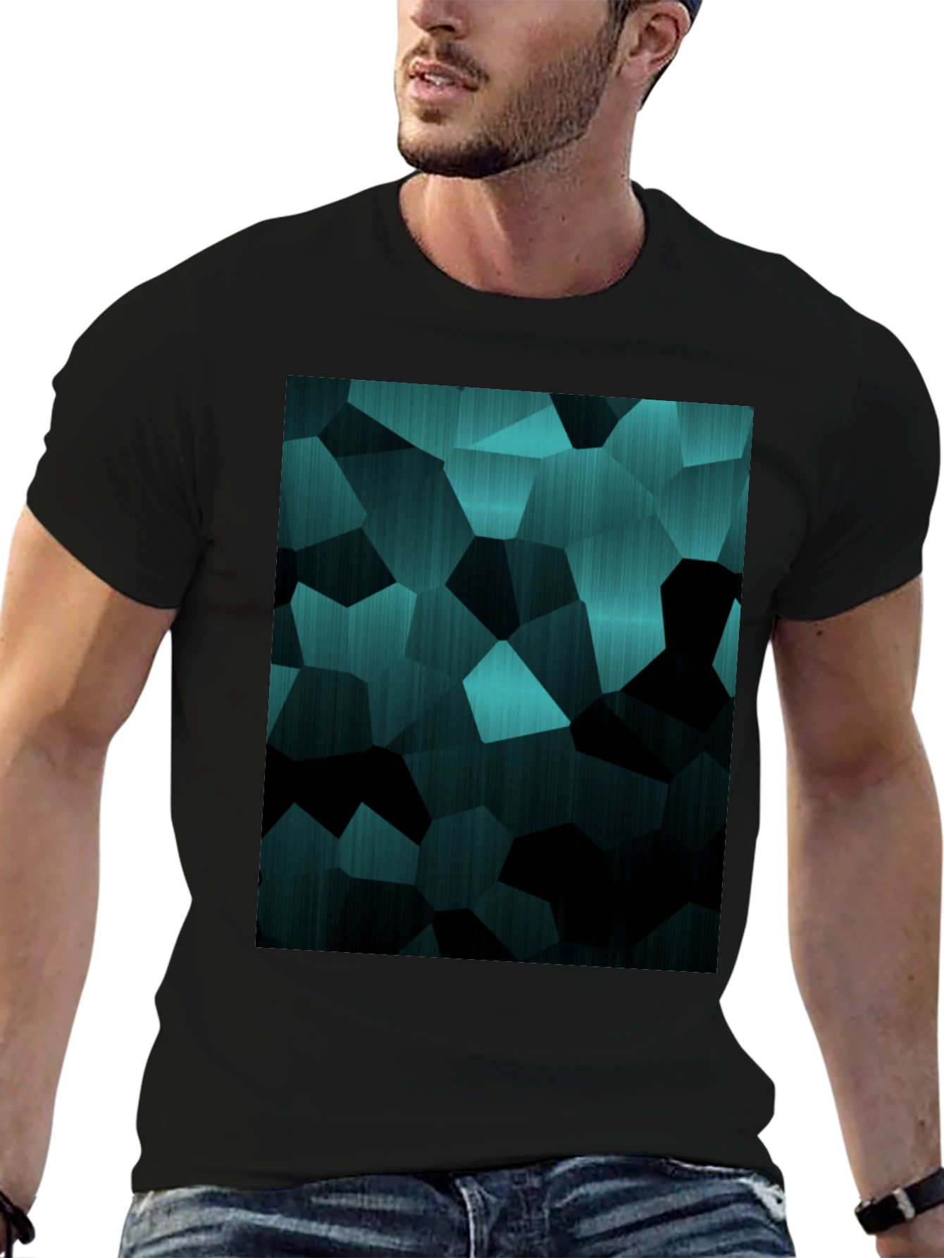 Abstract Geometric Black T-Shirt